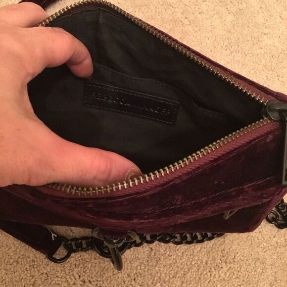 Rebecca Minkoff MAC Crush Velvet cross body Dark Cherry Purple - Picture 5 of 6